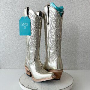 Lane SMOKESHOW Womens Cowboy Boots 5 Gold Western Cowgirl Mid Calf Pointed Toe